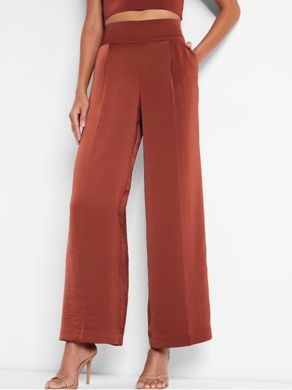 Express nwot Wide Leg High-Waist Pants in Rust sz Medium